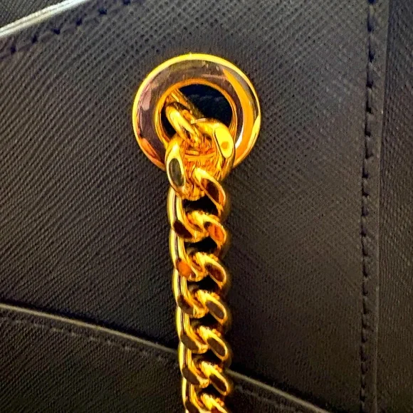 Michael Kors Black Shoulder Bag with Gold Accents - Picture 6 of 7